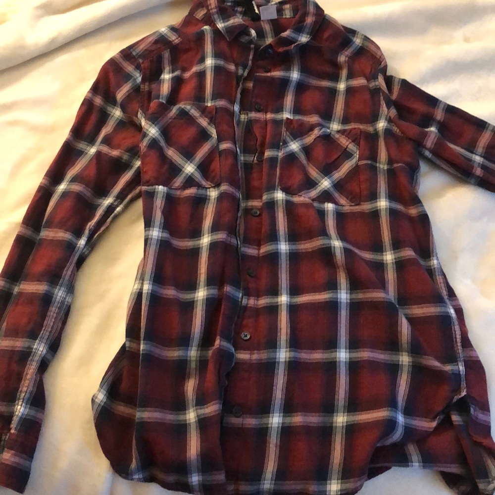 Navy blue and red flannel